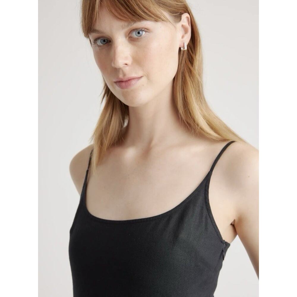 Quince 100% European Linen Scoop Neck Midi Dress Women Size S Black Summer - Picture 12 of 12